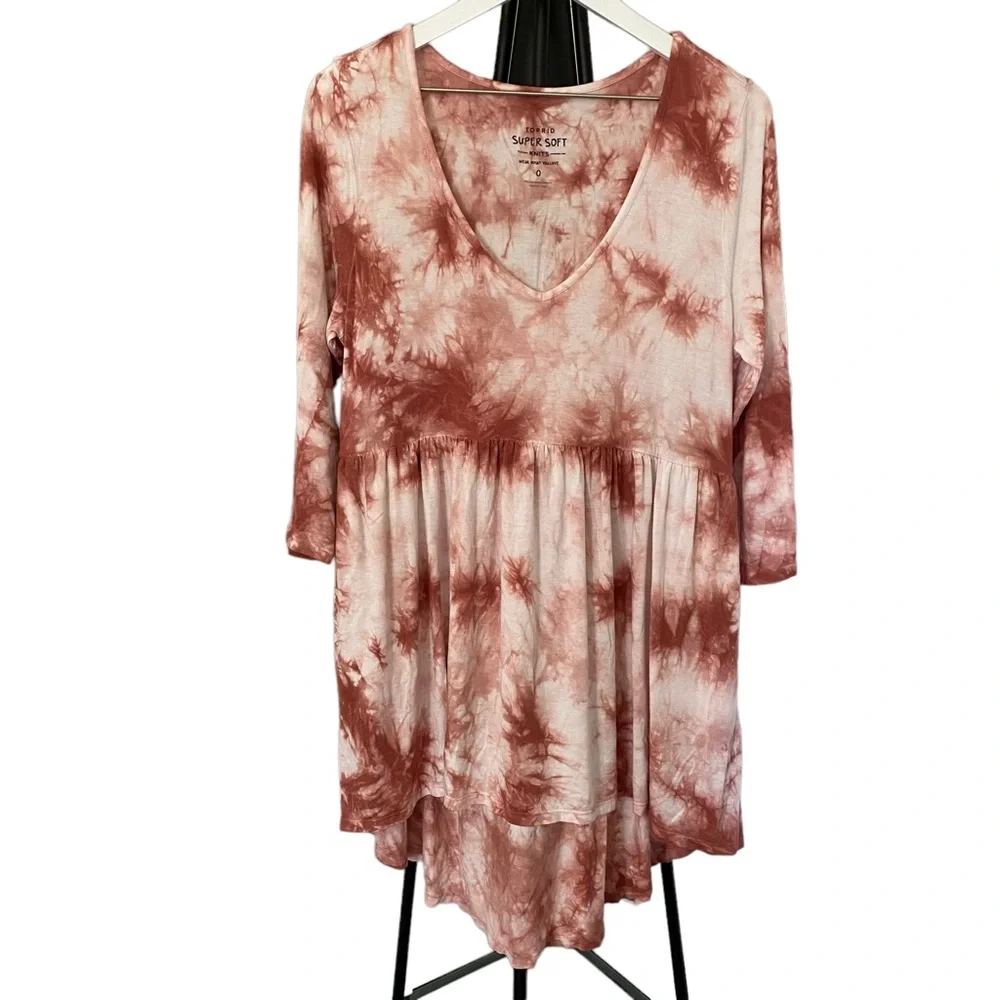 Torrid Super Soft Knits Tie Dye 3/4 Sleeves High & Low Dress Size Large - Picture 13 of 14